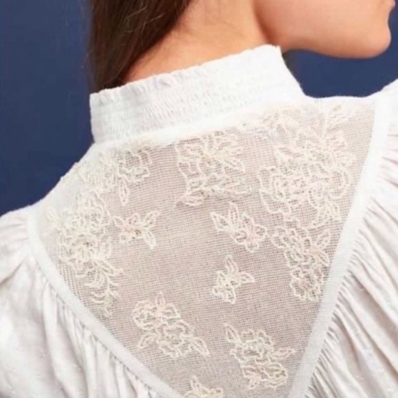 Feather Bone Anthropologie Boho Embroidered Beaded Long Sleeve Blouse Size Small - Picture 3 of 9